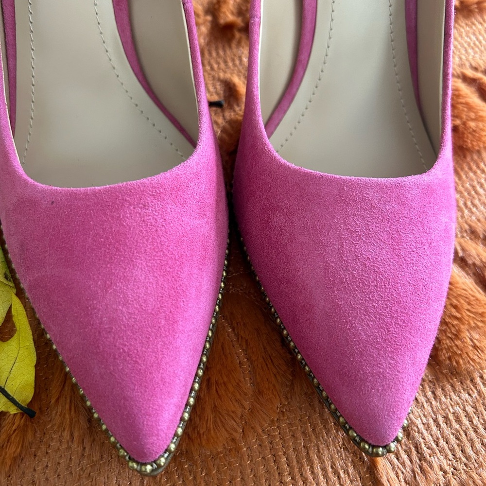 Coach Waverly85 Beadchain Suede Heels - Picture 2 of 9